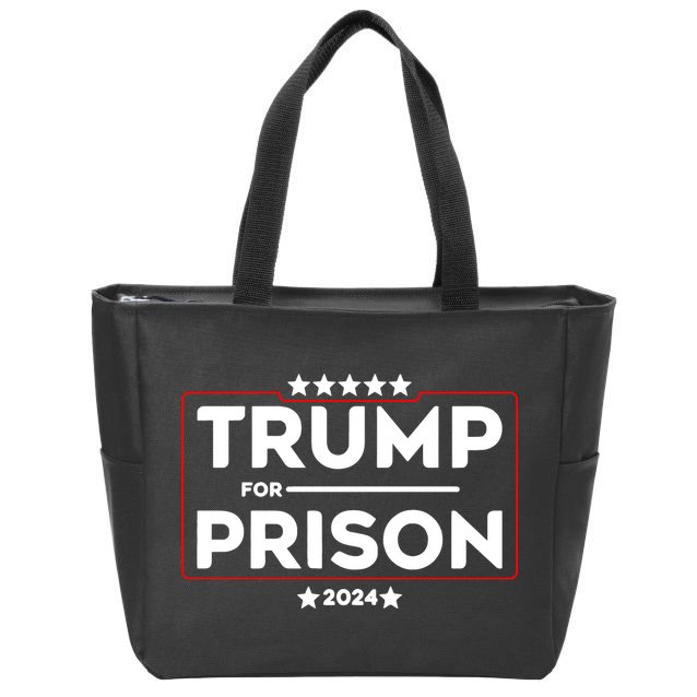 Donald Trump For Prison 2024 Trump In Jail Funny Prison Go Straight To Jail Zip Tote Bag