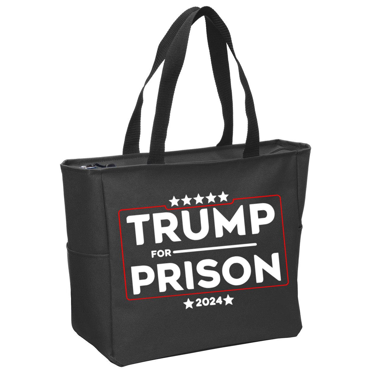 Donald Trump For Prison 2024 Trump In Jail Funny Prison Go Straight To Jail Zip Tote Bag