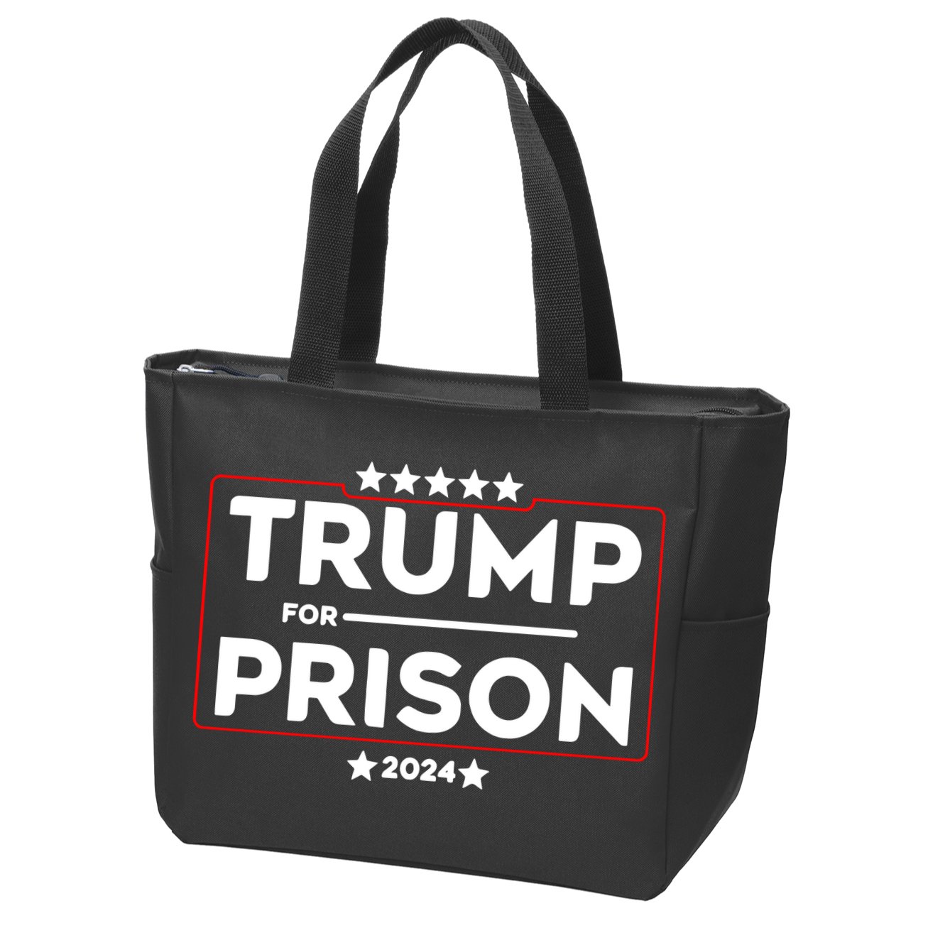 Donald Trump For Prison 2024 Trump In Jail Funny Prison Go Straight To Jail Zip Tote Bag