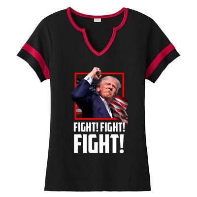 Donald Trump Fight Fighting Fighters Supporters Americans Great Gift Ladies Halftime Notch Neck Tee