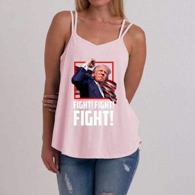 Donald Trump Fight Fighting Fighters Supporters Americans Great Gift Women's Strappy Tank