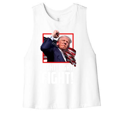 Donald Trump Fight Fighting Fighters Supporters Americans Great Gift Women's Racerback Cropped Tank