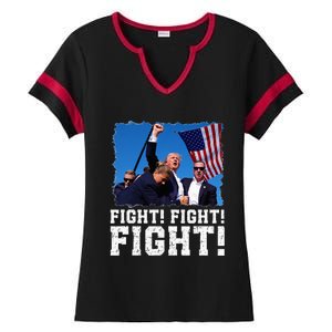 Donald Trump Fight Fighting Fighters Supporters Americans Ladies Halftime Notch Neck Tee