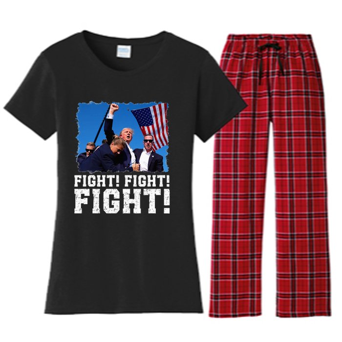 Donald Trump Fight Fighting Fighters Supporters Americans Women's Flannel Pajama Set