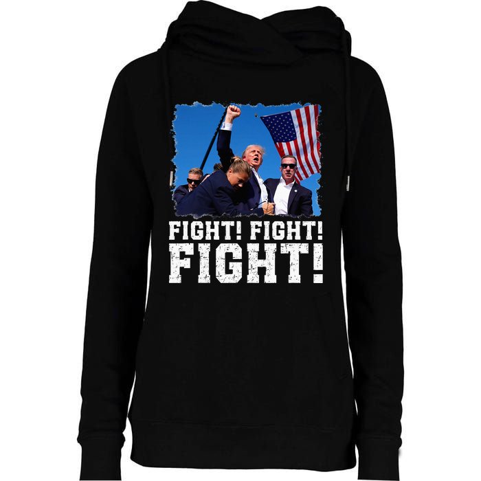 Donald Trump Fight Fighting Fighters Supporters Americans Womens Funnel Neck Pullover Hood