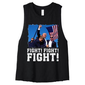 Donald Trump Fight Fighting Fighters Supporters Americans Women's Racerback Cropped Tank