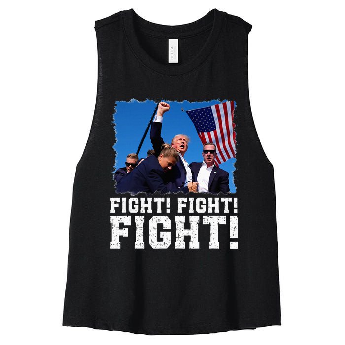 Donald Trump Fight Fighting Fighters Supporters Americans Women's Racerback Cropped Tank