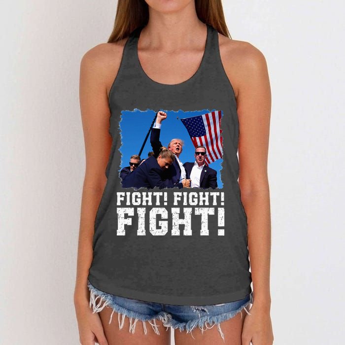 Donald Trump Fight Fighting Fighters Supporters Americans Women's Knotted Racerback Tank