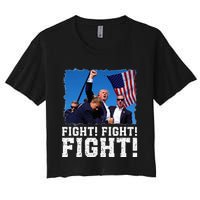 Donald Trump Fight Fighting Fighters Supporters Americans Women's Crop Top Tee