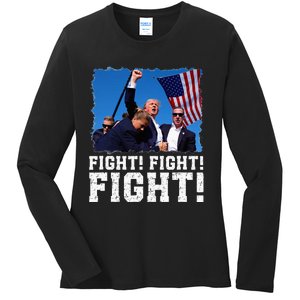 Donald Trump Fight Fighting Fighters Supporters Americans Ladies Long Sleeve Shirt