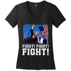 Donald Trump Fight Fighting Fighters Supporters Americans Women's V-Neck T-Shirt