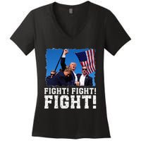 Donald Trump Fight Fighting Fighters Supporters Americans Women's V-Neck T-Shirt