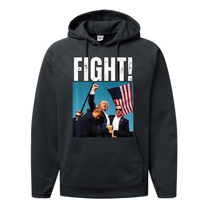 Donald Trump Fight Fist 2024 Premium Performance Fleece Hoodie