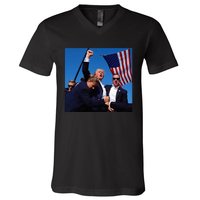 Donald Trump Fight Fist 2024 V-Neck T-Shirt