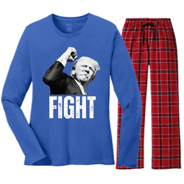 Donald Trump Fist Pump Donald Trump Shooting Women's Long Sleeve Flannel Pajama Set 