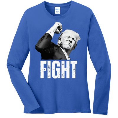 Donald Trump Fist Pump Donald Trump Shooting Ladies Long Sleeve Shirt