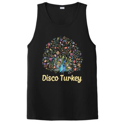 Disco Turkey Funny Peacock Feathers Fancy Thanksgiving Day PosiCharge Competitor Tank