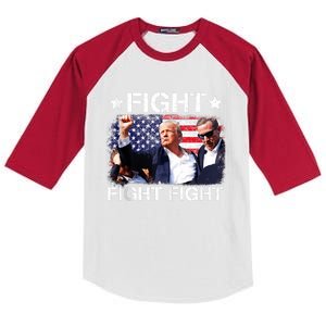 Donald Trump Fight Fist 2024 Kids Colorblock Raglan Jersey