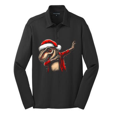 Dabbing Trex Funny Christmas Dab Dance Funny Christmas Cute Gift Silk Touch Performance Long Sleeve Polo