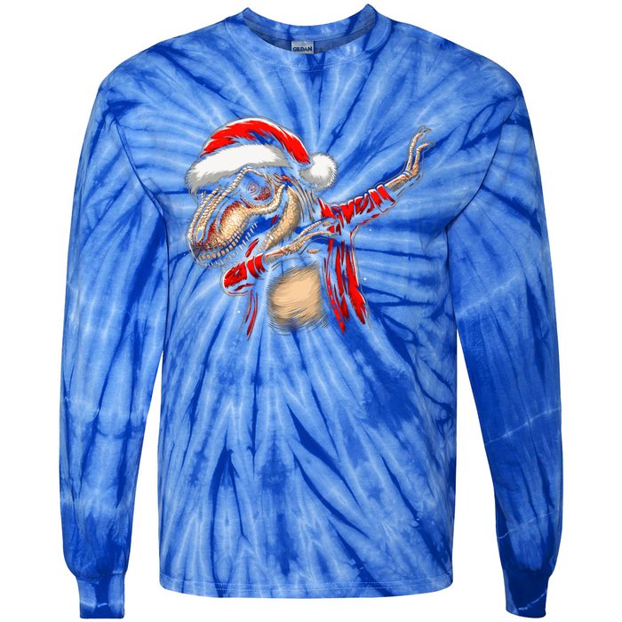 Dabbing Trex Funny Christmas Dab Dance Funny Christmas Cute Gift Tie-Dye Long Sleeve Shirt