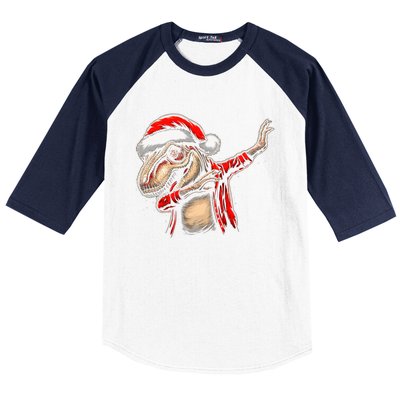 Dabbing Trex Funny Christmas Dab Dance Funny Christmas Cute Gift Baseball Sleeve Shirt