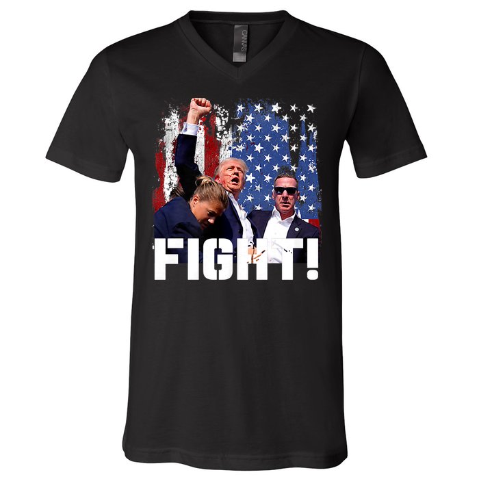 Donald Trump Fist Pump Trump 2024 Fight V-Neck T-Shirt