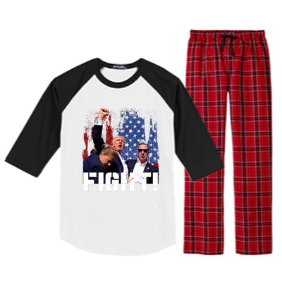 Donald Trump Fist Pump Trump 2024 Fight Raglan Sleeve Pajama Set