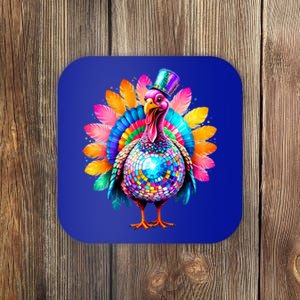 Disco Turkey Funny Thanksgiving Food Leftovers Humor Cute Gift Coaster