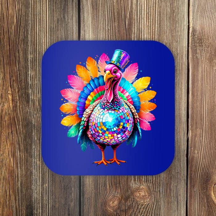 Disco Turkey Funny Thanksgiving Food Leftovers Humor Cute Gift Coaster