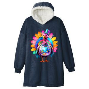 Disco Turkey Funny Thanksgiving Food Leftovers Humor Cute Gift Hooded Wearable Blanket