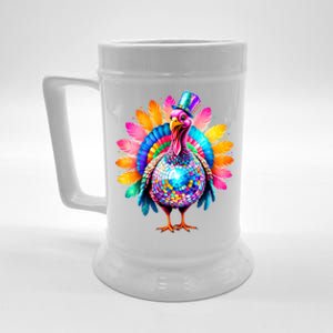 Disco Turkey Funny Thanksgiving Food Leftovers Humor Cute Gift Beer Stein