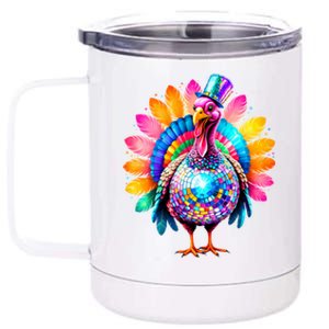 Disco Turkey Funny Thanksgiving Food Leftovers Humor Cute Gift 12 oz Stainless Steel Tumbler Cup