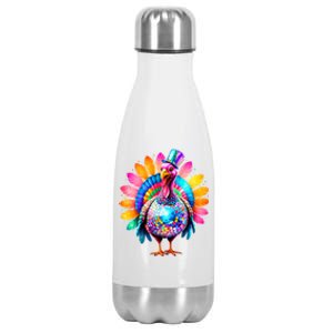 Disco Turkey Funny Thanksgiving Food Leftovers Humor Cute Gift Stainless Steel Insulated Water Bottle