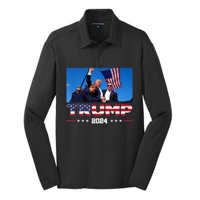 Donald Trump Fist Pump Silk Touch Performance Long Sleeve Polo