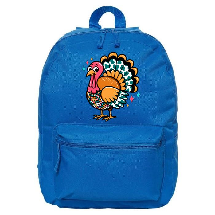 Disco Turkey Funny Thanksgiving Food Leftovers Humor Meaningful Gift 16 in Basic Backpack