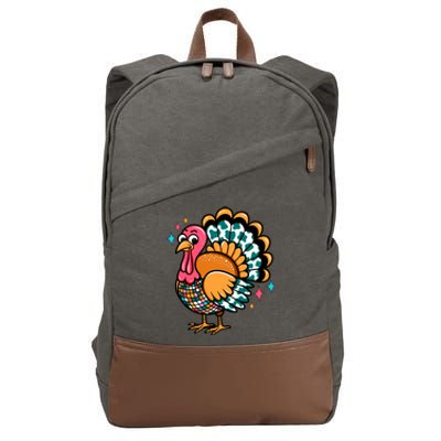 Disco Turkey Funny Thanksgiving Food Leftovers Humor Meaningful Gift Cotton Canvas Backpack