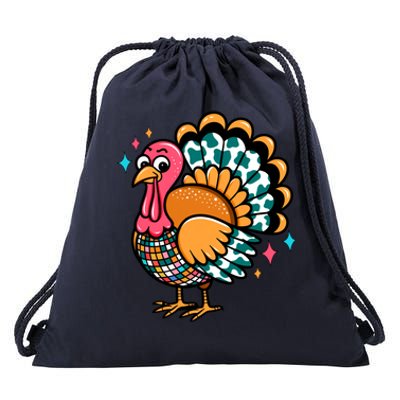 Disco Turkey Funny Thanksgiving Food Leftovers Humor Meaningful Gift Drawstring Bag