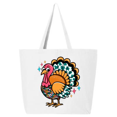 Disco Turkey Funny Thanksgiving Food Leftovers Humor Meaningful Gift 25L Jumbo Tote