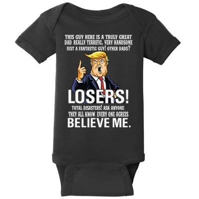 Donald Trump Fathers Day Great Dad Funny Trump 2024 Lovers Baby Bodysuit