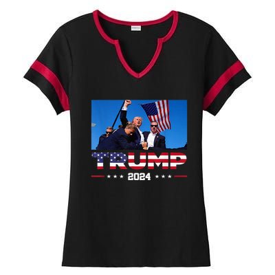 Donald Trump Fist Pump Ladies Halftime Notch Neck Tee