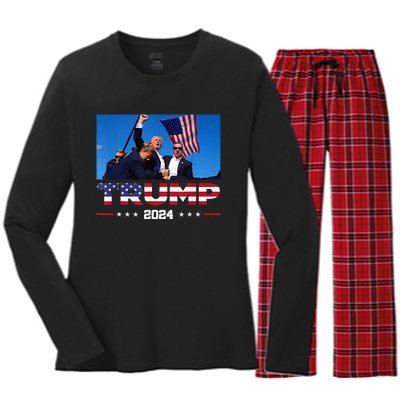 Donald Trump Fist Pump Women's Long Sleeve Flannel Pajama Set 