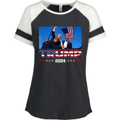 Donald Trump Fist Pump Enza Ladies Jersey Colorblock Tee