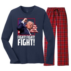 Donald Trump Fight Usa Pennsylvania Election Women's Long Sleeve Flannel Pajama Set 