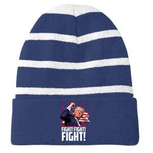 Donald Trump Fight Usa Pennsylvania Election Striped Beanie with Solid Band