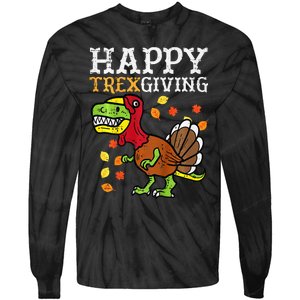 Dinosaur Thanksgiving Feast Celebration Tie-Dye Long Sleeve Shirt