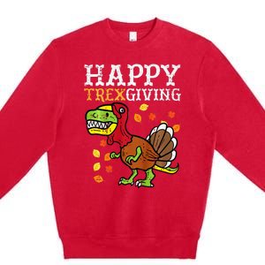 Dinosaur Thanksgiving Feast Celebration Premium Crewneck Sweatshirt