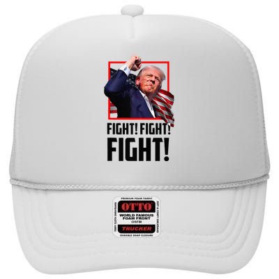 Donald Trump Fight Fighting Fighters Supporters Americans High Crown Mesh Back Trucker Hat