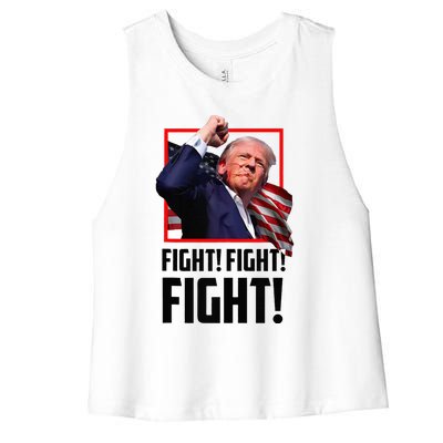 Donald Trump Fight Fighting Fighters Supporters Americans Women's Racerback Cropped Tank