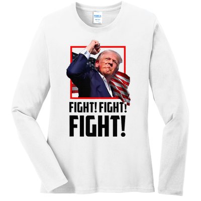 Donald Trump Fight Fighting Fighters Supporters Americans Ladies Long Sleeve Shirt