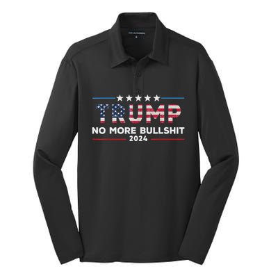 Donald Trump For President 2024 No More Bullshit Silk Touch Performance Long Sleeve Polo